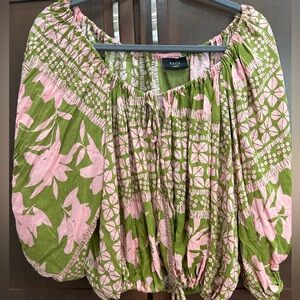 Vici pink and Green floral top